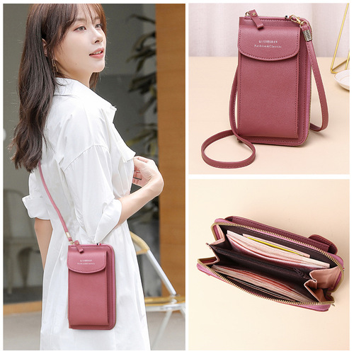  New Women's Crossbody Mobile Phone Bag Wholesale Large Capacity Multifunctional Solid Color Fashion Simple Shoulder Small Bag
