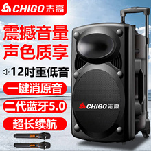 志高户外广场舞拉杆式音箱 厂家直销无线蓝牙大音量K歌低音炮音响