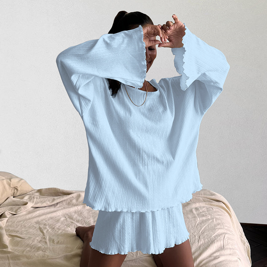 comfortable knitted blue summer long-sleeve