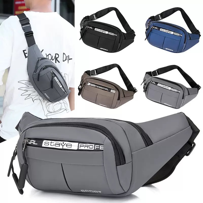 Foreign Trade Waist Bag Wholesale Men's Leather Membrane Chest Bag Large Capacity Women's Waist Bag Crossbody Bag Business Outdoor Mobile Phone Bag