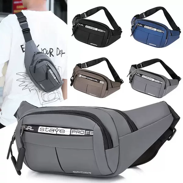 Foreign Trade Waist Bag Wholesale Men's Leather Membrane Chest Bag Large Capacity Women's Waist Bag Crossbody Bag Business Outdoor Mobile Phone Bag