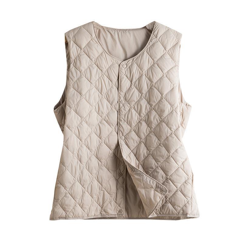 Otoño e Invierno moda rombo abajo Chaleco de algodón de las mujeres versátil ligero Chaleco Corto chaleco cálido abrigo moda image 5