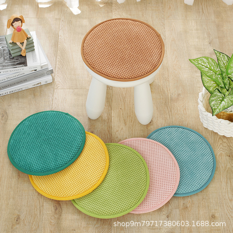 Winter Round Cushion Solid Color Thickened Non-Slip Chair Cushion Household Small Round Stool Student Dormitory Chair Stool Butt Pad