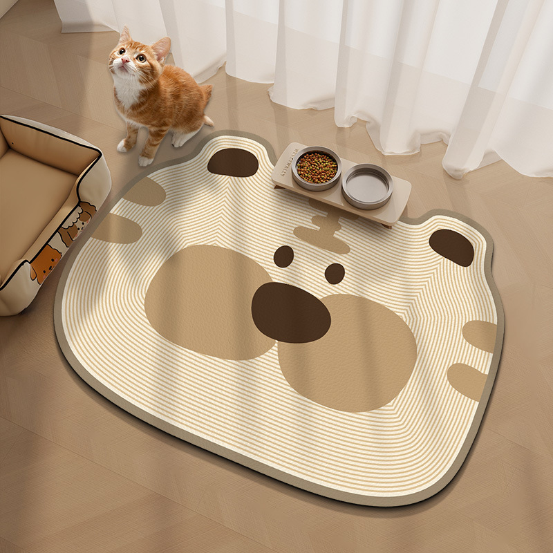 Cojín de comedor de mascotas creativo de dibujos animados resistente a la suciedad, cojín de cuero limpiable, resistente al desgaste y al rasguño, fácil de cuidar, cojín antideslizante