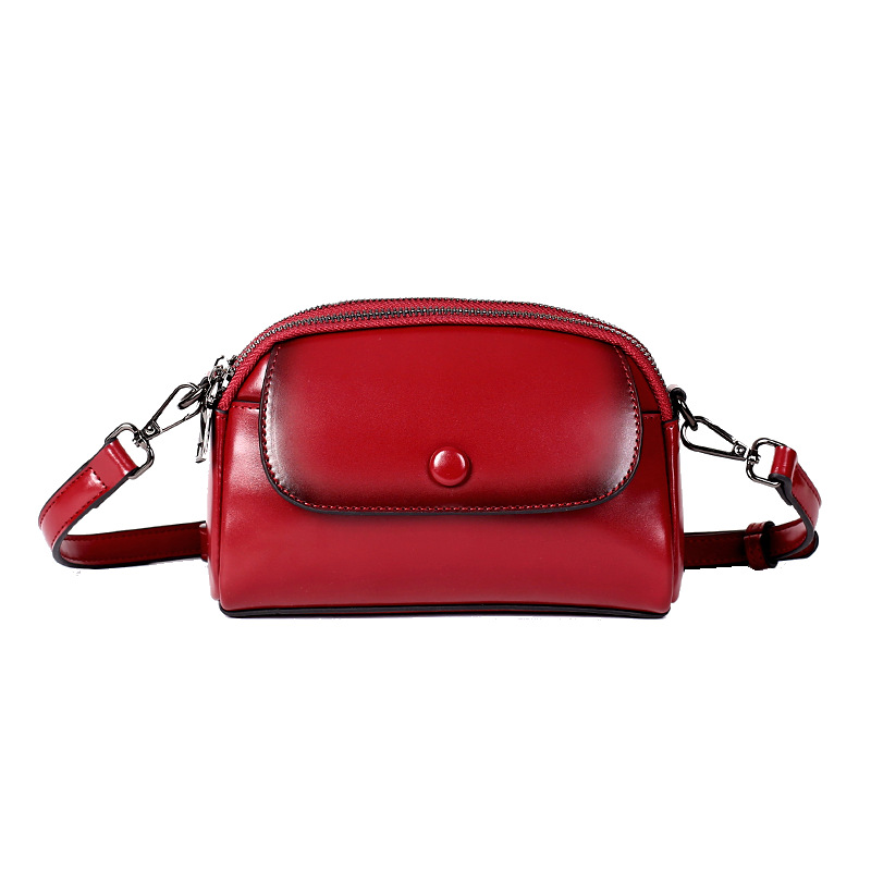 Single shoulder women's small double layer zipper, shell fashionable crossbody bags, cowhide mobile phone bag, trendy_voghion.com