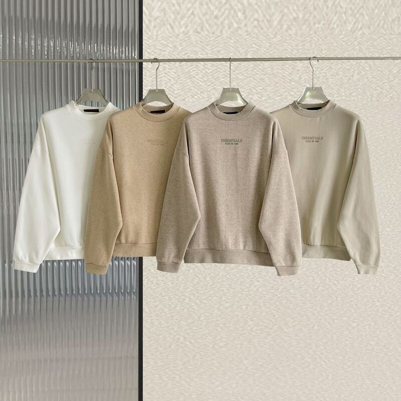 fog23 autumn round neck New loose sweater same color letter silicone casual high street autumn and winter sweatshirt trendy men