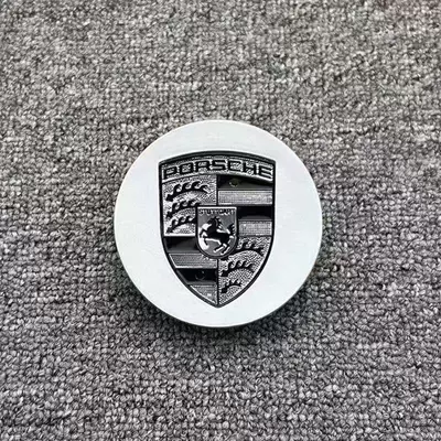 Panamera, 911, Cayenne, Cayman, and – Hub cover - guaranteed-76mm-silver-black-and-white-label
