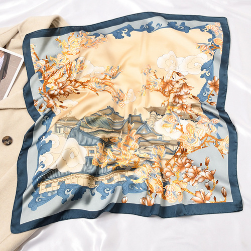 New high-end silk scarf 70cm small square scarf for women, versatile spring and autumn style, fashionable summer style, thin shirt