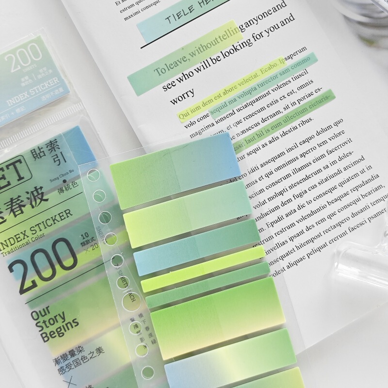 Portable Colorful Index Stickers for Students, Tearable Morandi Fluorescent Bookmarks, Wholesale