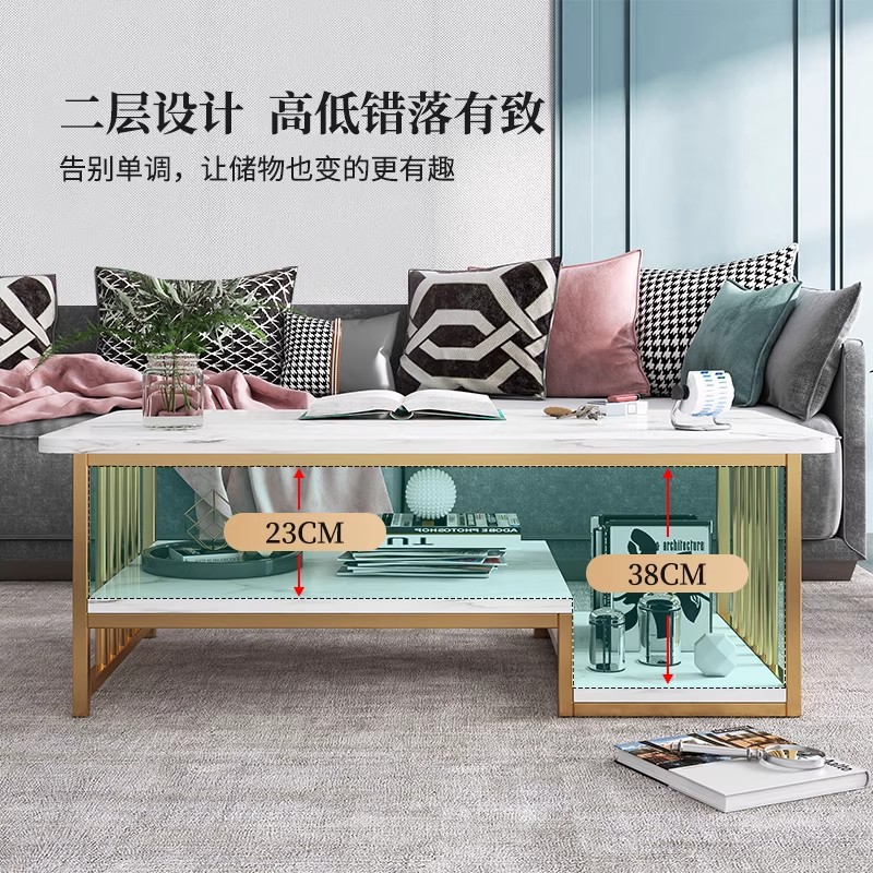 Mesa de té sala de estar doméstica 2025 nueva mesa de té pequeña casa de lujo ligero de alta sensación de alquiler de la casa de mesa cuadrada pequeña