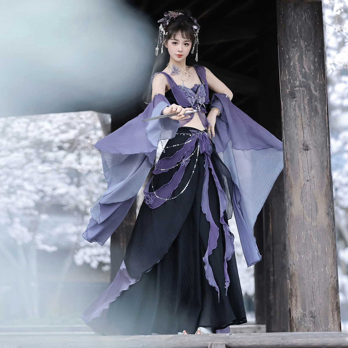 Генуин стиль Hanfu набор ободок, пояс, юбка, комплект