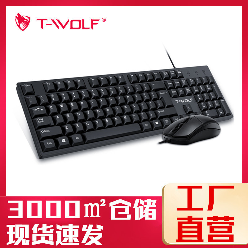 雷狼TF500键鼠套装西班牙语商务usb有线键盘鼠标游戏办公台式机
