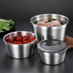 新款304不鏽鋼保鮮盒家用廚房密封碗冰箱冷藏收納盒食物盒保鮮碗