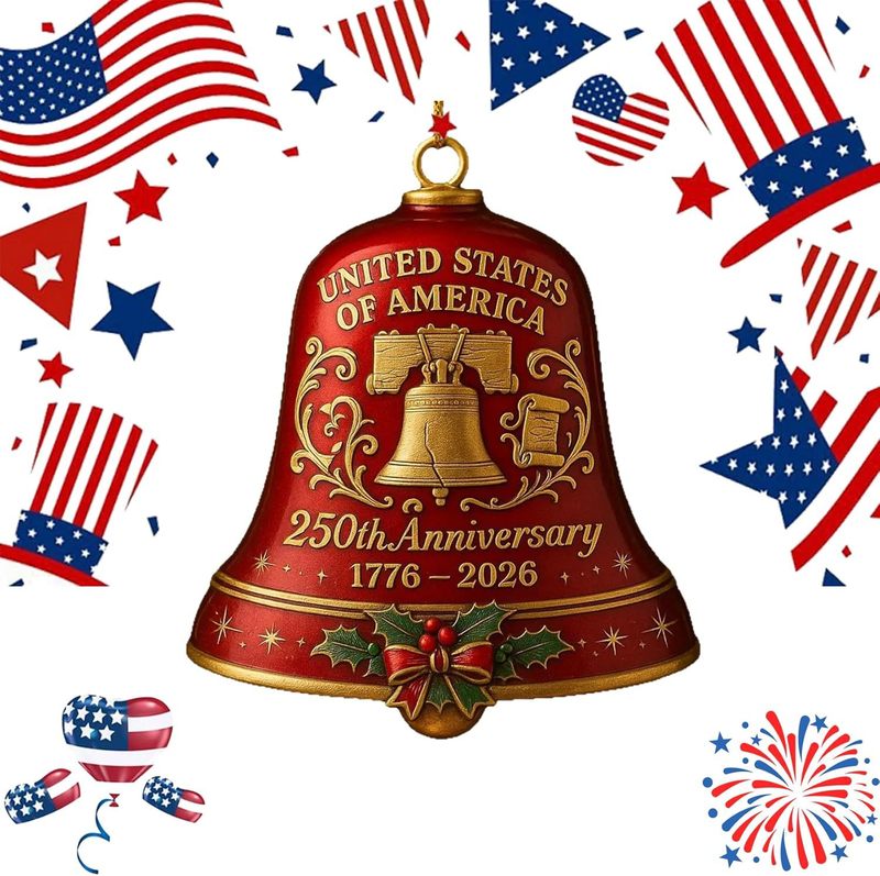 United States 250th Anniversary Bell Ornament圣诞门铃|undefined