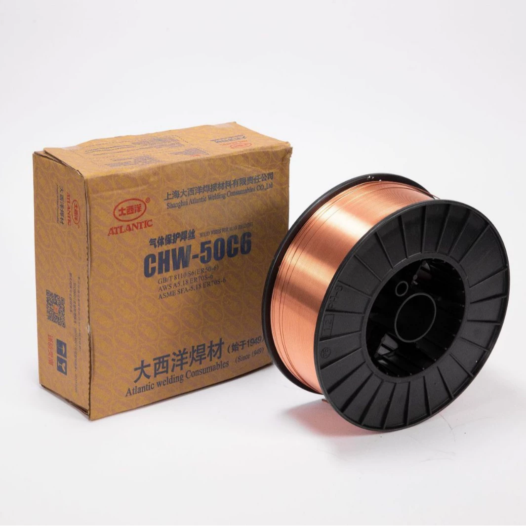 Сварочная проволока Atlantic Atlantic с газовой защитой CHW50C6, медная, низколегированная сталь, сварочная проволока ER50-6/ER70S-6
