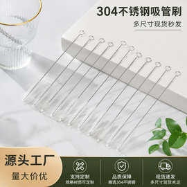 尼龙清洁刷试管刷子软毛管道刷缝隙刷导毛刷304不锈钢吸管刷175mm