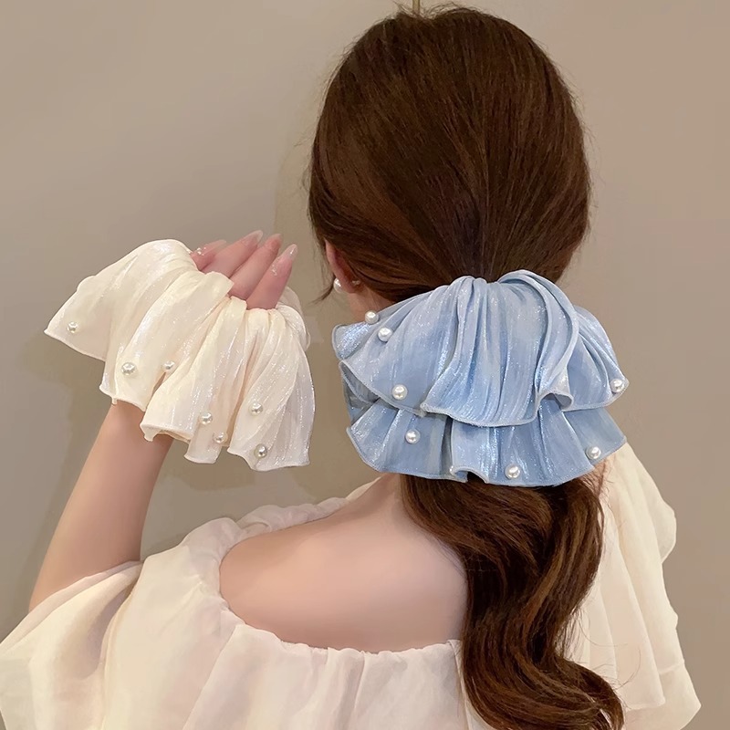 High-end elegant pearl skirt-style hair accessory, scrunchie, 2025 new model hair tie for women, bun elastic band