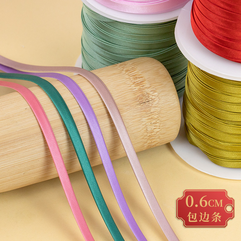 Hengmeihe Cheongsam Wrap Strip 6mm Wide Bright Sade Cloth Rolling Strip Non-ironing Ribbon Clothes Accessories Teeth
