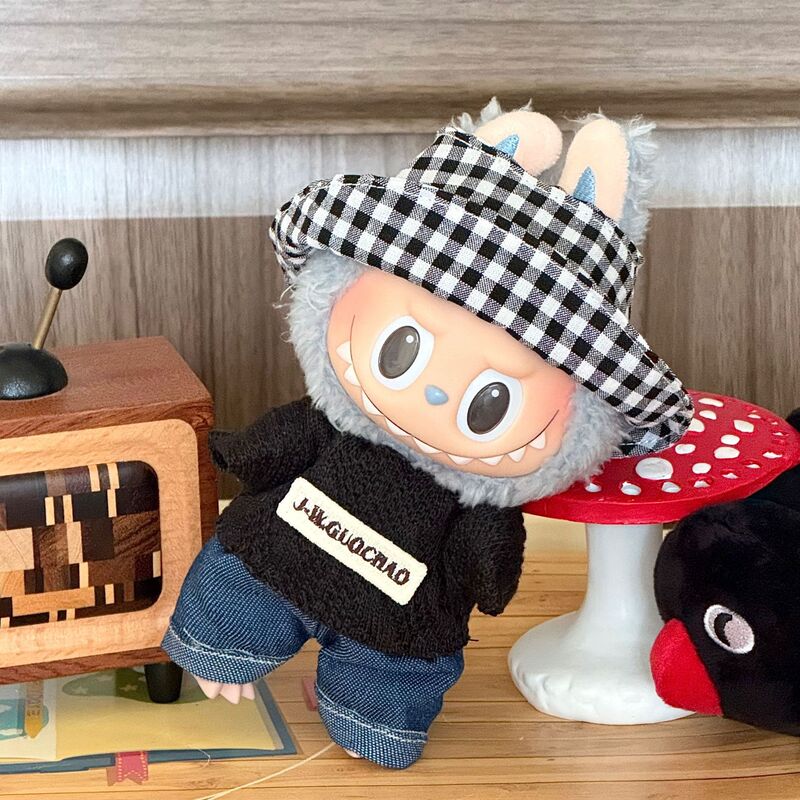 拉布一着替衣服娃娃公仔labubu批发二代盲盒1娃衣挂件娃7cm套装布|undefined