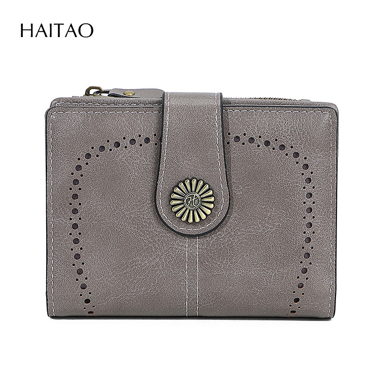 Bolso de mano de cuero graso para mujer Bolso de moneda con cremallera corta retro Bolso de tarjeta de monedero multifuncional hueco 2025 estilo caliente