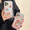韩风可爱水豚适用iphone14pro max苹果13手机壳12隐形支架11软壳