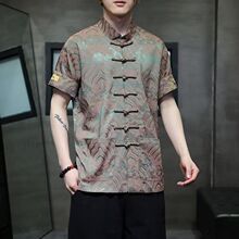新款短袖衬衫男高级感盘扣上衣夏季新中式男装中国风唐装汉服