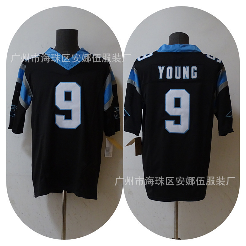 2023 New Legendary Third-Generation Football Jersey Panthers 9 # Young Team Embroidered T-Shirt