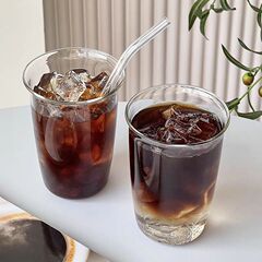 高颜値氷アメリカラテコーヒーカップ家庭用透明ガラス単層カップ夏クリエイティブ冷たいドリンクジュースカップ