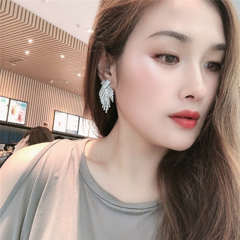 Tassel Pattern Glam Tassel Alloy Inlay Rhinestones Women's Drop Earrings