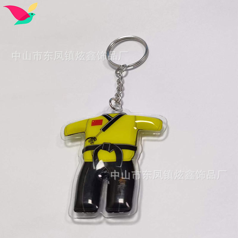 Customized Pvc Voltage Taekwondo Judo Uniform Keychain Pendant High Frequency Voltage Keychain Decorative Accessories