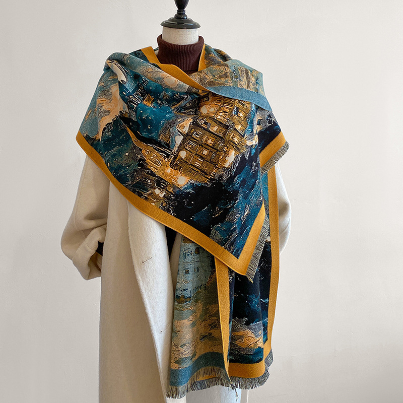 Sciarpa lunga donna cashmere scialle invernale design arte regalo_voghion.com