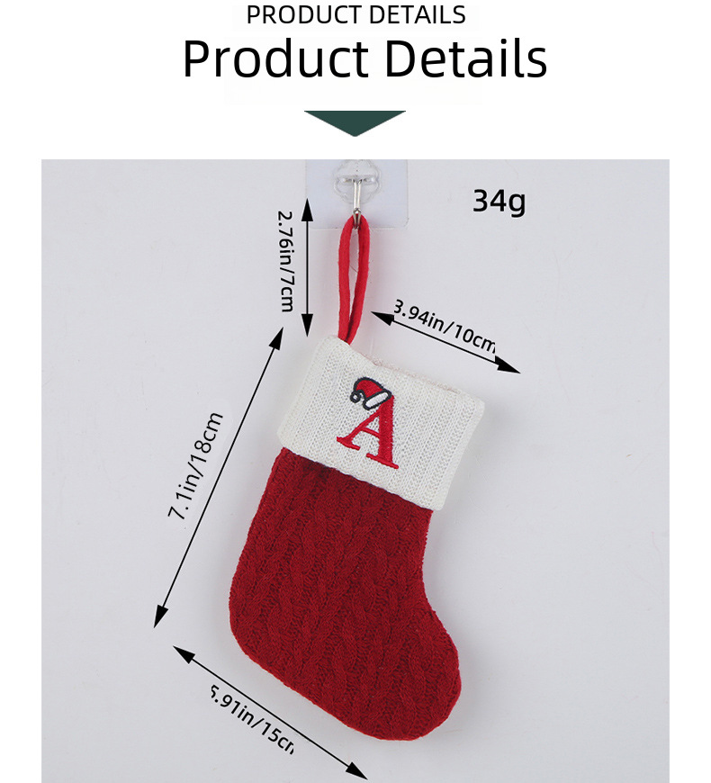 Kannerdagsbedürfnisser dekorativ gestrickte Socken Wollossocken gestickte Kanner-Séissegkeeten-Cadeau-Tütchen Bréif Chrëschtsocken-Cadeau-Tütchen_voghion.com