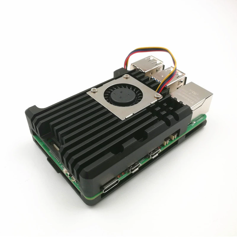 Алюминиевый корпус из сплава для Raspberry Pi Pi5 с PWM управлением температурой, вентиляторами охлаждения и защитой от перегрева