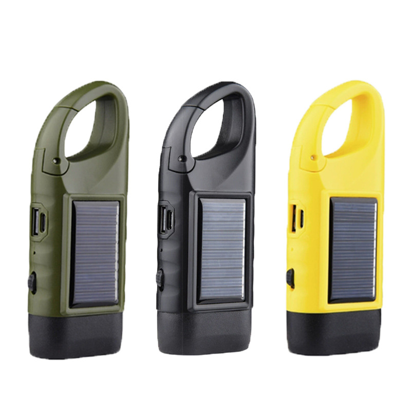Solar-Powered Hand-Cranked Flashlight, Multi-Functional Camping Power Supply, Emergency Led Light, Outdoor Lighting, Power-Generating Flashlight