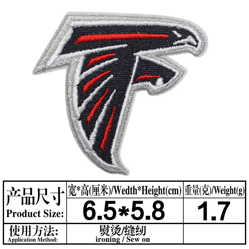 Planchado adhesivo NFL Liga Americana 32 Equipo LOGO Emblema del equipo Insignia de bordado de computadora Etiqueta engomada de tela bordada Parche de parche