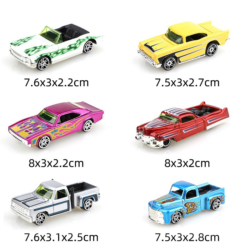 E 합금 슬라이딩 레트로 클래식 자동차 [6개 세트]