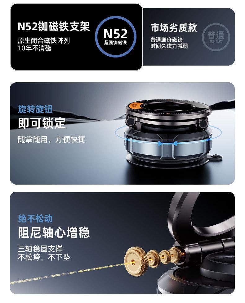 2026 Tiktok Hot-Selling Suction Cup Car Phone Holder, Rotatable, Navigation Fixed, Anti-Shock, Metal Magnetic Mount for Car