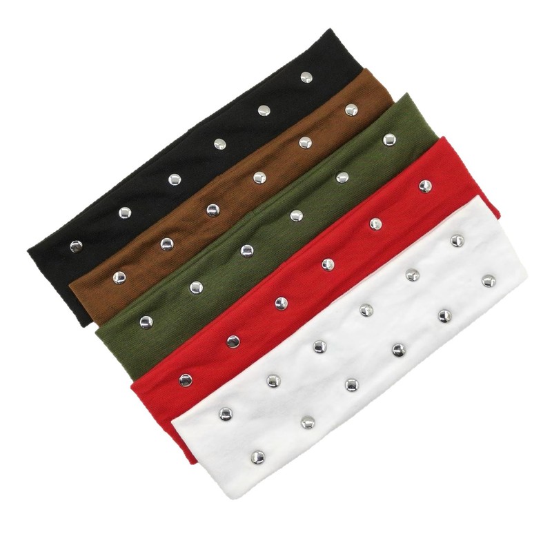 UBIC跨境电商外贸新款ins朋克风弹力布钉扣头带发带Punk Headband|undefined