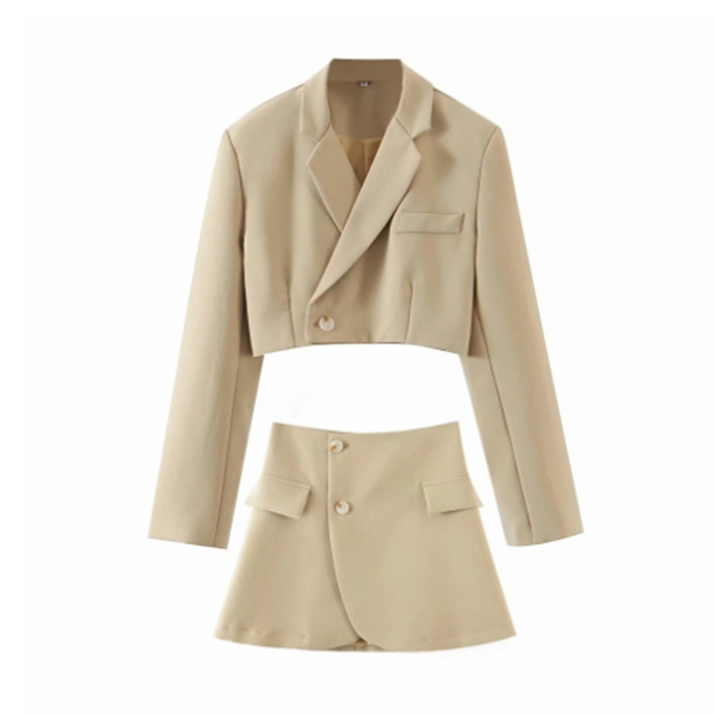 2022 New Women's Wear Autumn/Winter Gray Temperament Commuting Suit Set_voghion.com