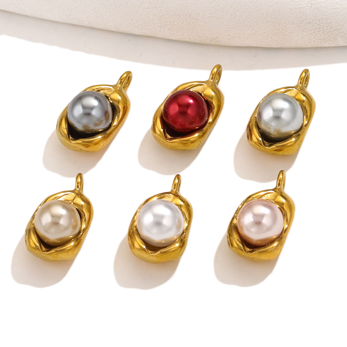 18K Gold Plated, Real Gold Plated Plating Material Artificial Pearls Inlay Material DIY Jewelry Accessories Classification 5 PCS/Package Stainless Steel Artificial Pearls PVD Coated Real Gold Plated Solid Color Pendant DIY Jewelry Accessories