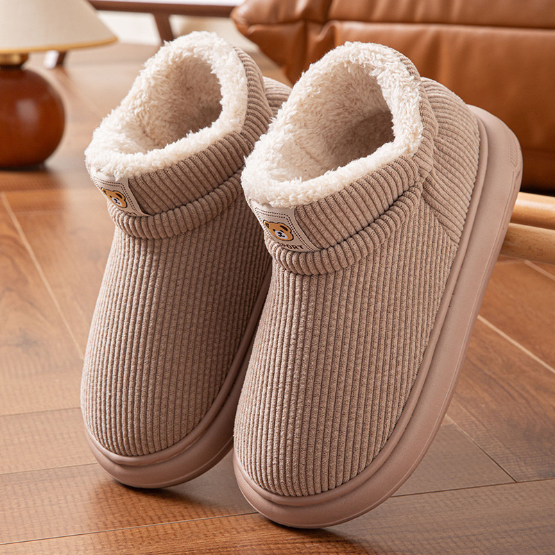 Pantuflas de Algodón de Caña Alta para Pareja de Pana y EVA Térmico para Casa para Invierno image 7