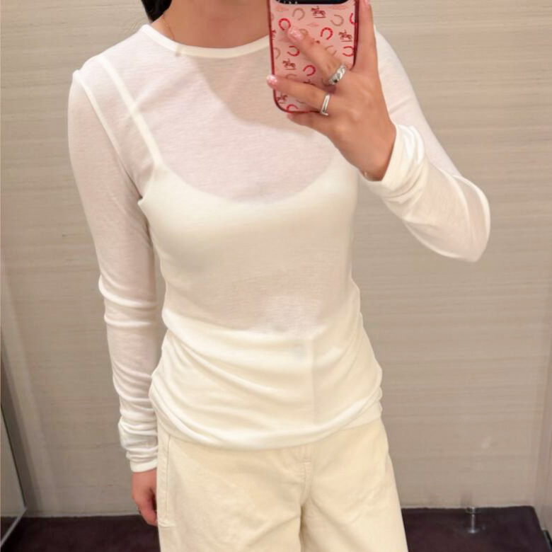 C-brand slim-fit wool base shirt, round-neck long-sleeve T-shirt, milky white, new autumn product 26 1358603002 C-brand slim-fit wool base shirt, round-neck long-sleeve T-shirt, milky white, new autumn product 26 1358603002