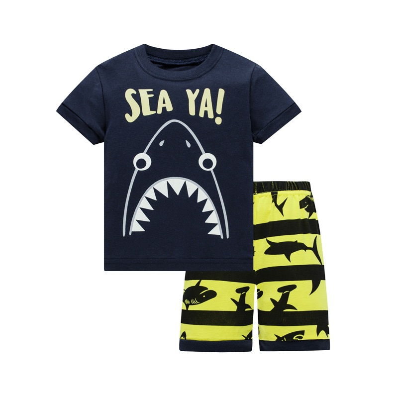 3-8T ribbed short sleeve shark head