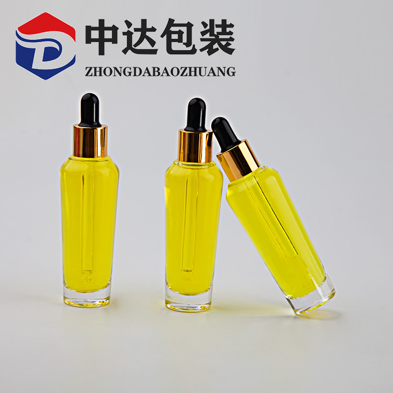 直销50ml透明玻璃滴管瓶精油护发化妆品精华原液护肤分装瓶