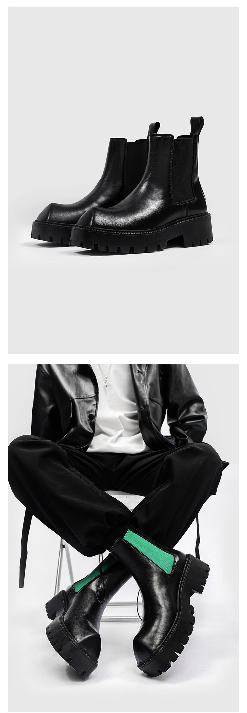 Herren Plateau Stiefel Mit Eckiger Kappe Im Minimalist Design_voghion.com