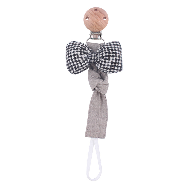 Nuevo bebé suministros clip de chupete de haya calmante bebé Arco-Nudo algodón y lino cinta chupete cuerda chupete cadena