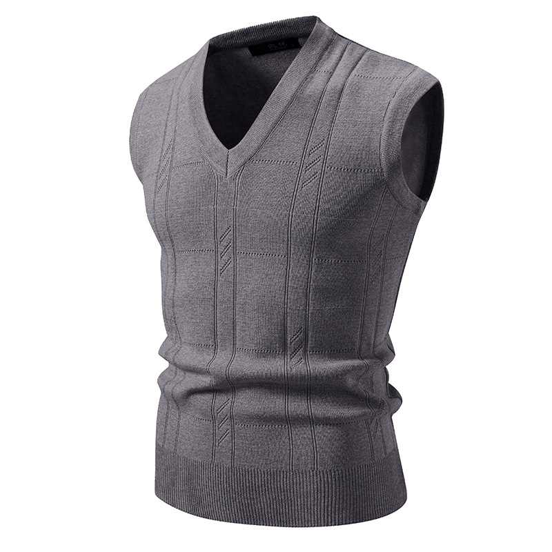Men's Knit Vest – Slim Fit V-Neck Sweater Vest With Jacquard Pattern For Smart Casual Wear_voghion.com
