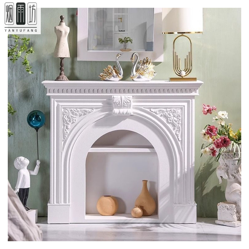 Electronic simulated fireplace stand, vintage-style carved villa entrance, American-style living room decorative cabinet, French-style fireplace cabinet