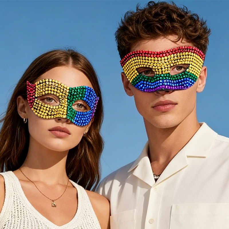 Carnaval transfronterizo máscaras de mitad de cara de diamante máscaras de pareja de cara de zorro de diamante de Halloween