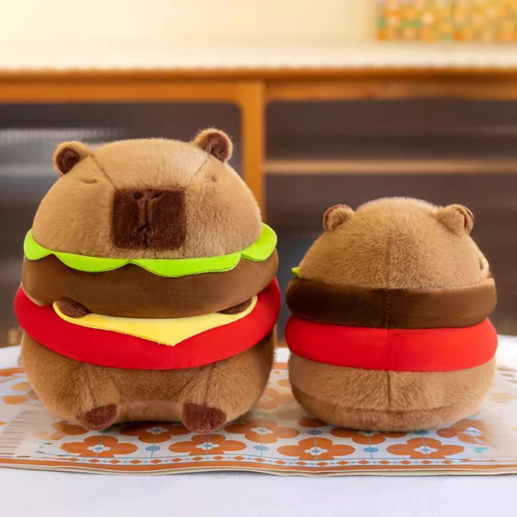 Red roja Kapibala muñeca peluche hamburguesa carpincho muñeca muñeca fea linda muñeca regalo de cumpleaños niña